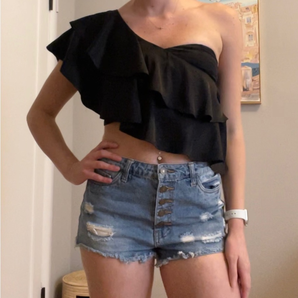 Express Black One Shoulder Top